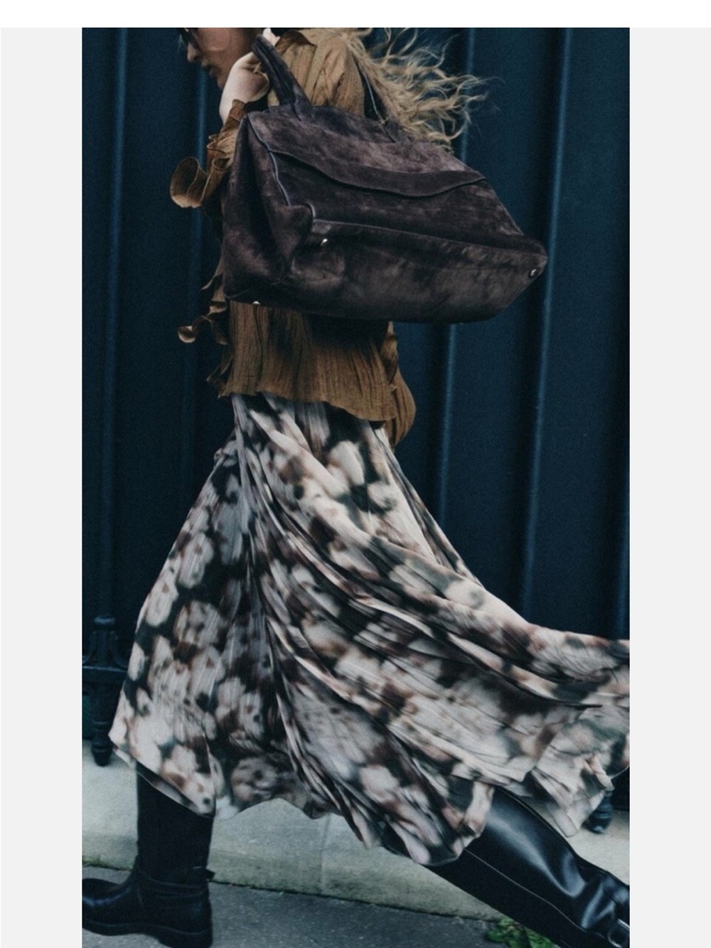 Zara Flowing Floral Print Maxi Skirt - Brown/Black